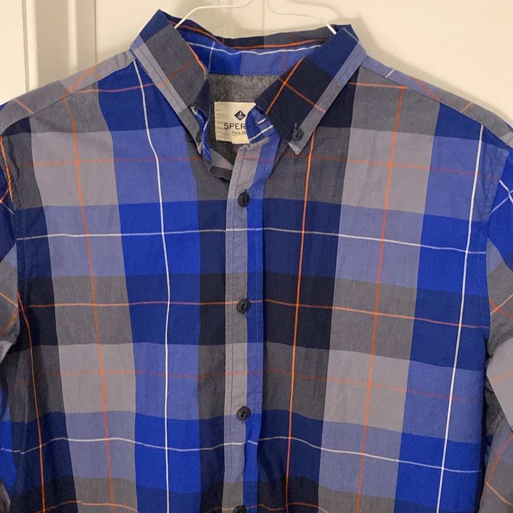 Sperry Long Sleeve Button Front Shirt Mens Size Medium 100% Cotton